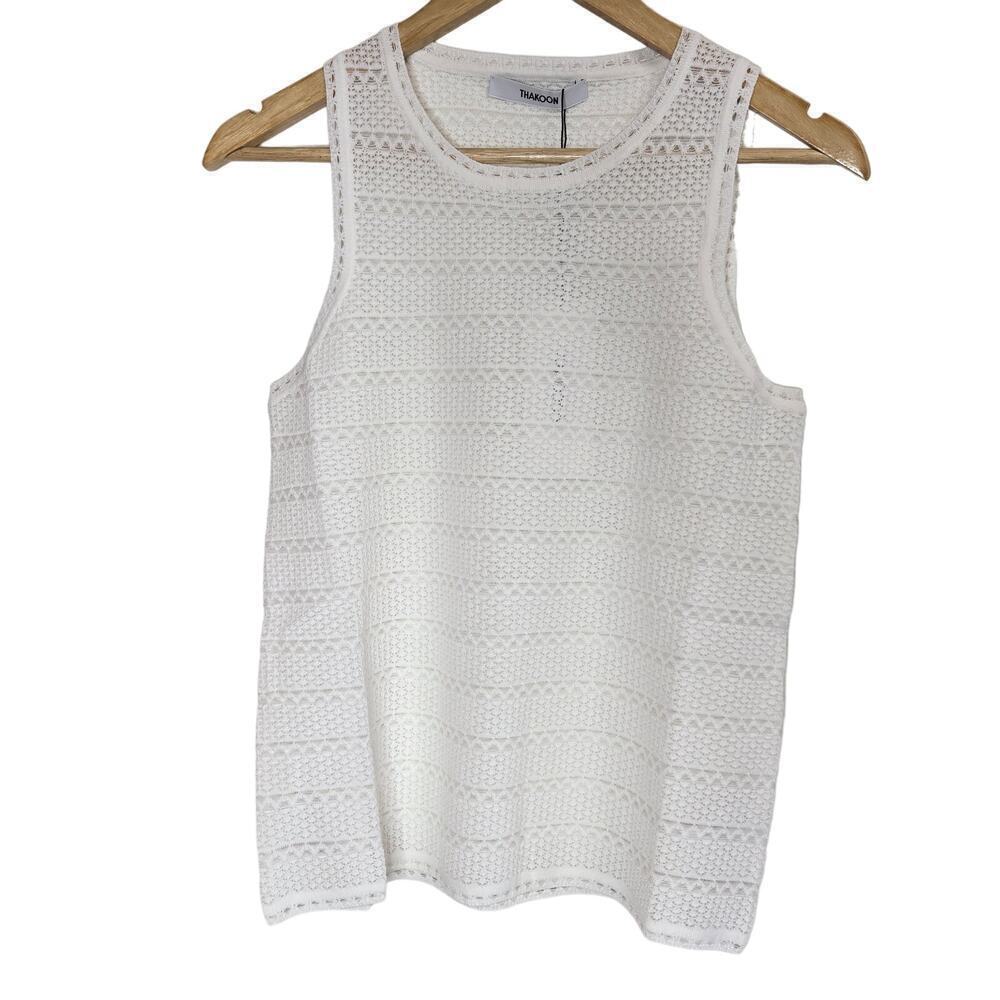 NWT Thakoon Tank Top Medium Lace Jacquard Crewneck Sheer Coquette Delicate Mesh